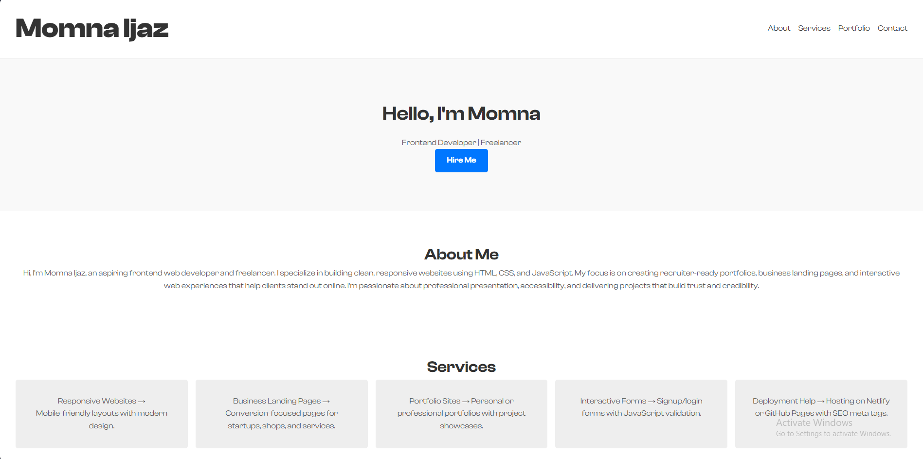 Personal Portfolio Website Screenshot